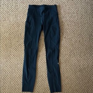 Dark Blue Lululemon FAST and FREE leggings 25”